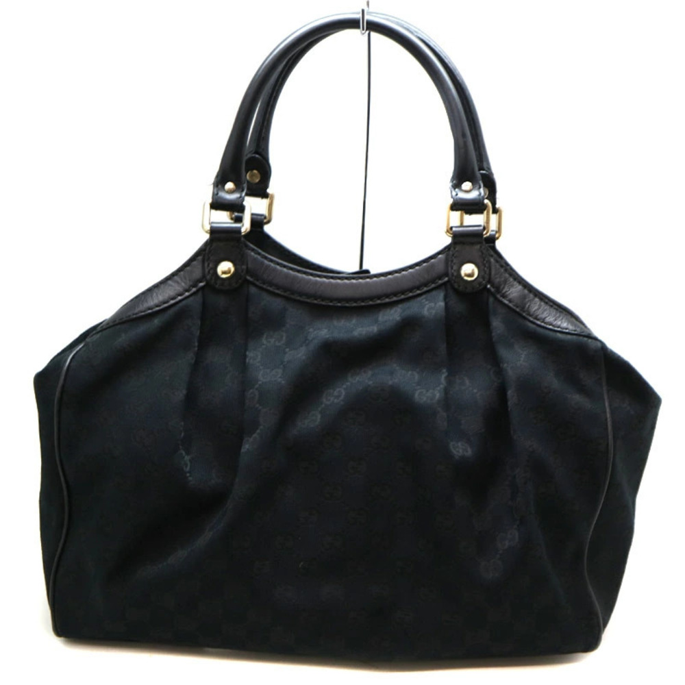 GUCCI Tote Bag Handbag Leather Canvas Black - Picture 2 of 6